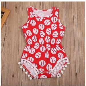 Baby Girls Boutique Baseball Romper 3-6 months